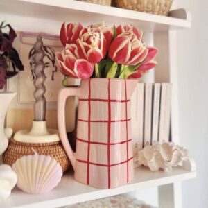 Vase en forme de cruche rose et rouge "Eloïse"